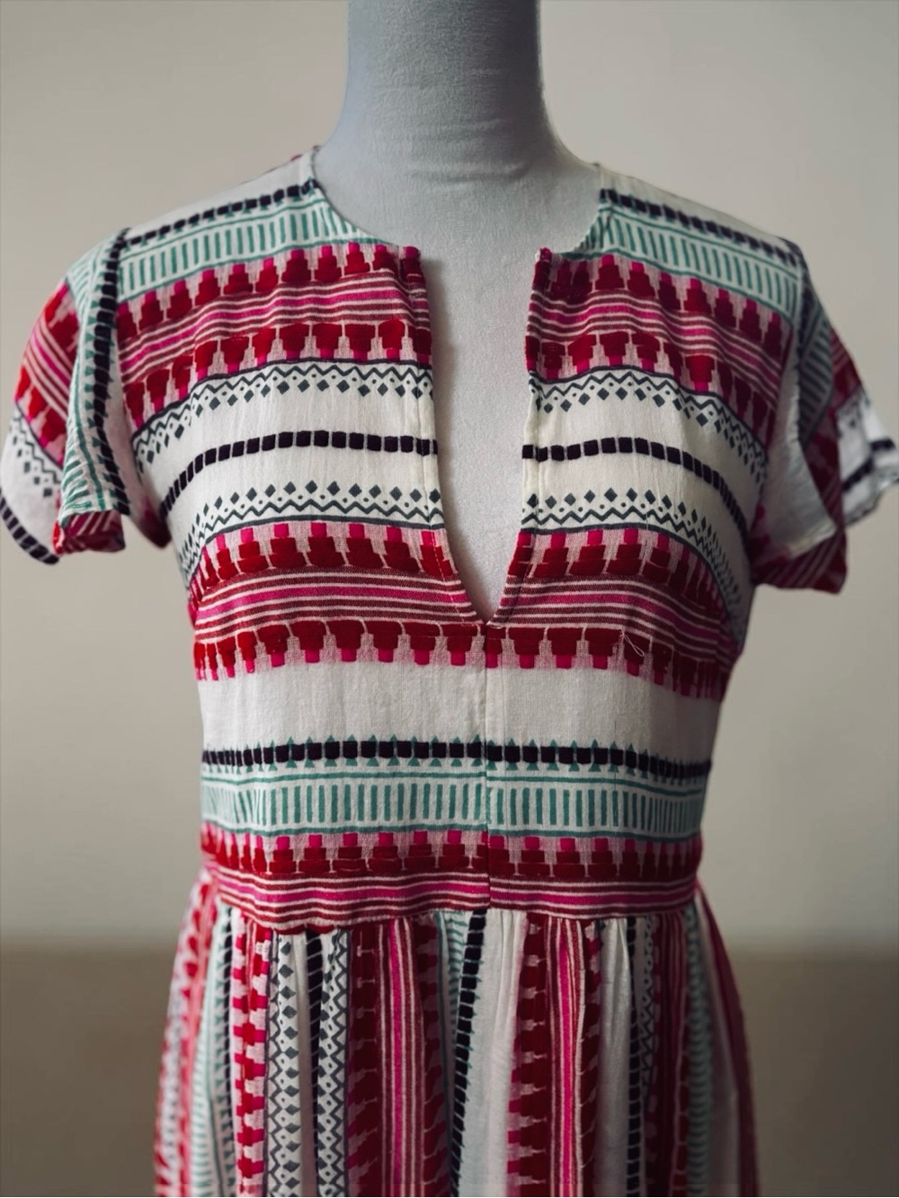 OLIPHANT Red Mezcal V-Neck Tiered Maxi Dress in Excellent Condition (S) - Picture 3 of 8